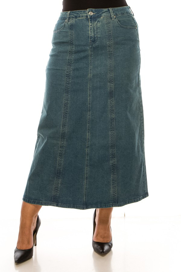 Denim Long Skirt Plus Size