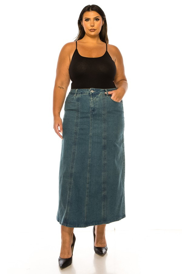 Denim Long Skirt Plus Size