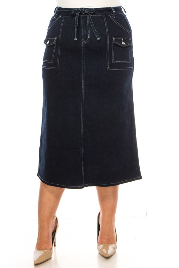 Denim Long Skirt Plus Size