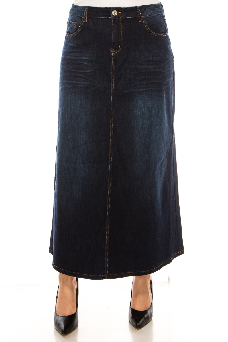 Denim Long Skirt Plus Size
