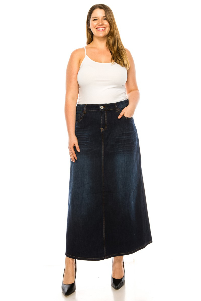 Denim Long Skirt Plus Size