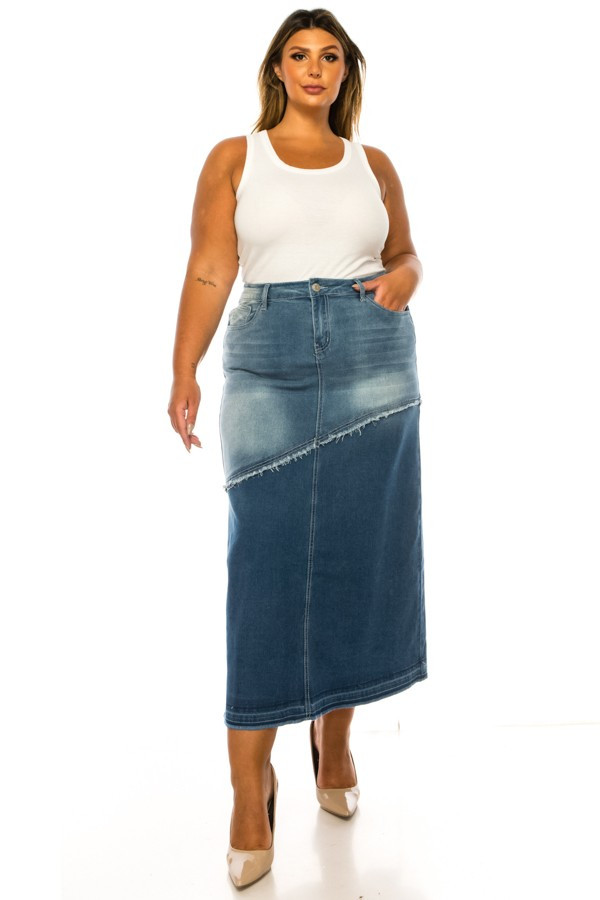 Denim Long Skirt Plus Size
