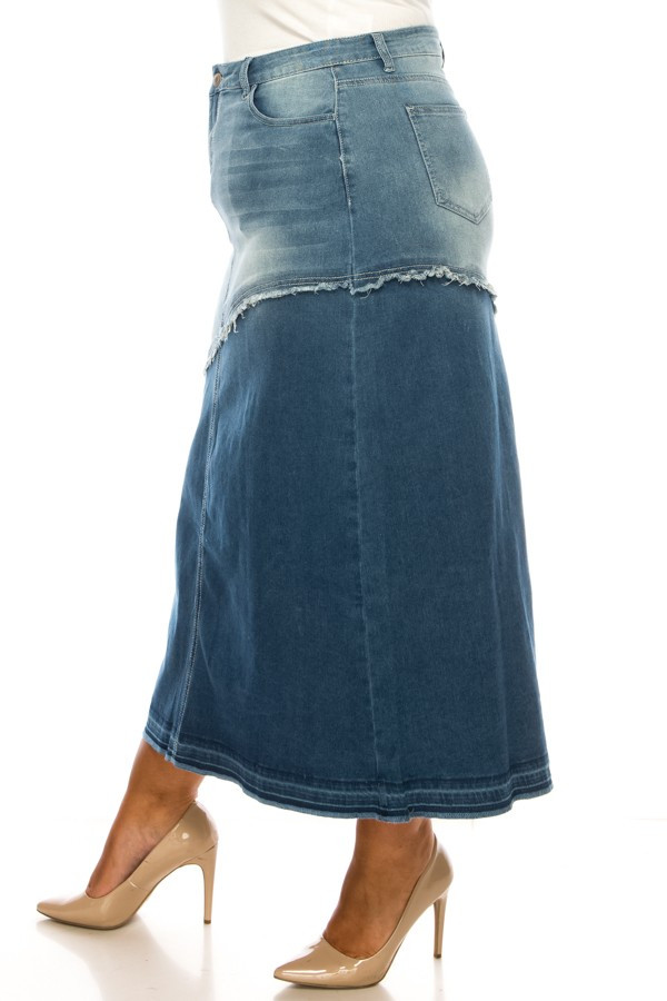 Denim Long Skirt Plus Size