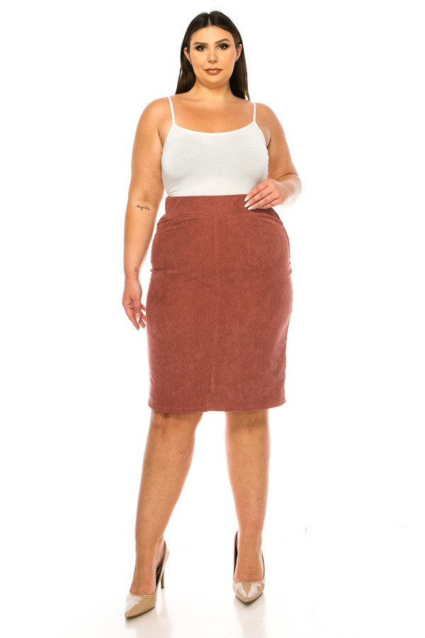 Corduroy Skirt Plus Size