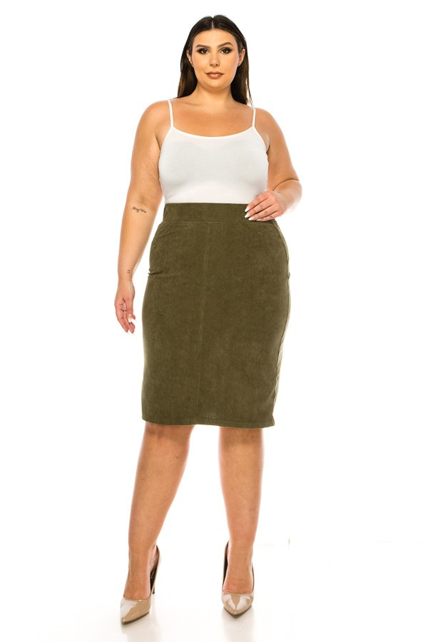 Corduroy Skirt Plus Size