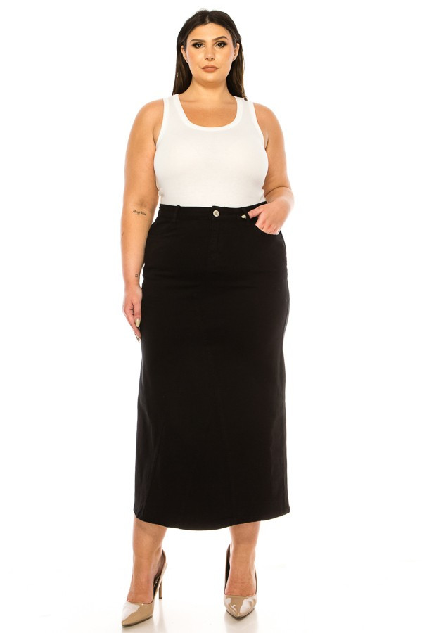 Denim Long Skirt Plus Size