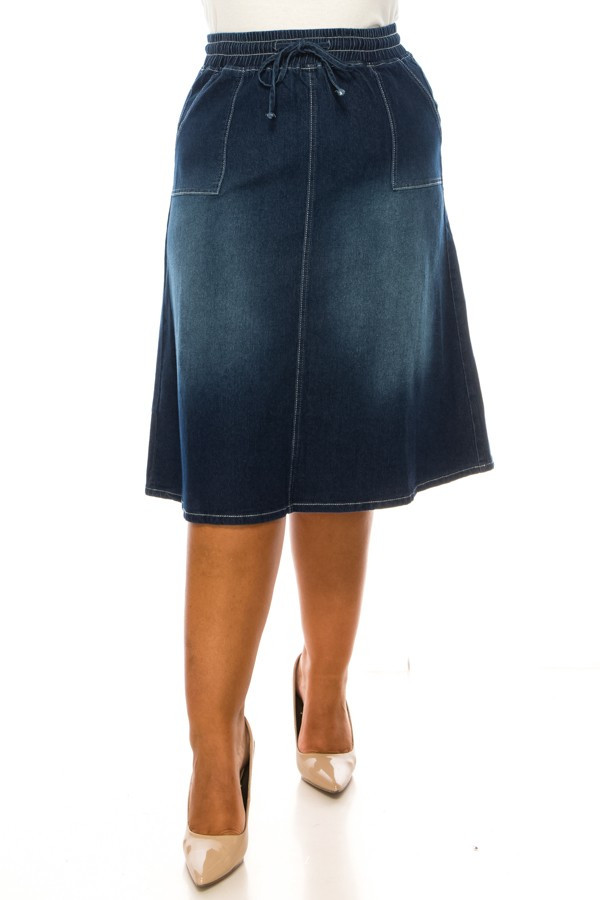 Denim Midi Skirt Plus Size
