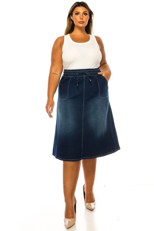 Denim Midi Skirt Plus Size