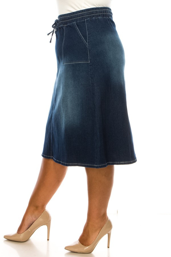 Denim Midi Skirt Plus Size