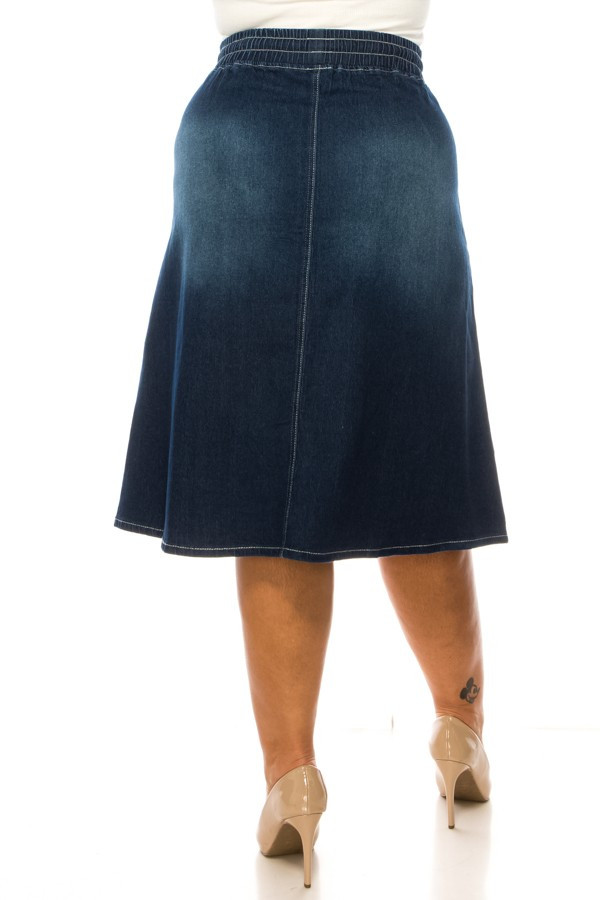 Denim Midi Skirt Plus Size