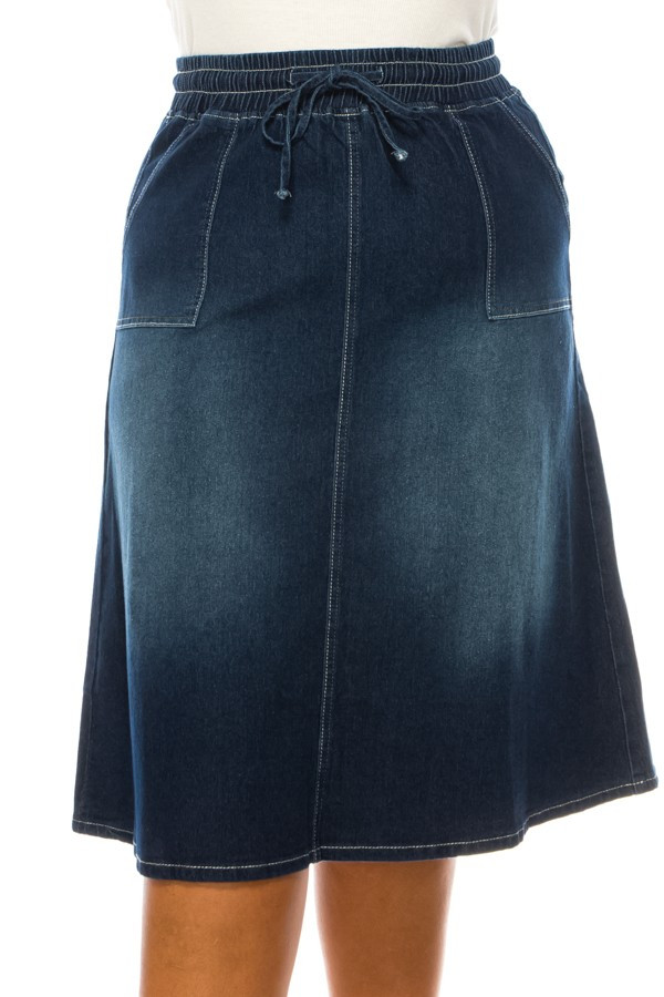 Denim Midi Skirt Plus Size