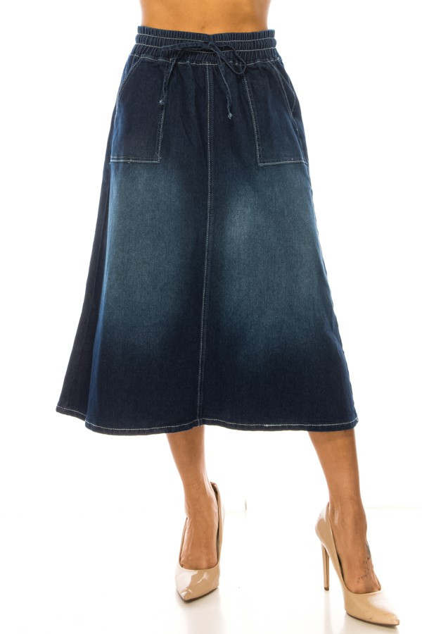 Denim Midi Skirt