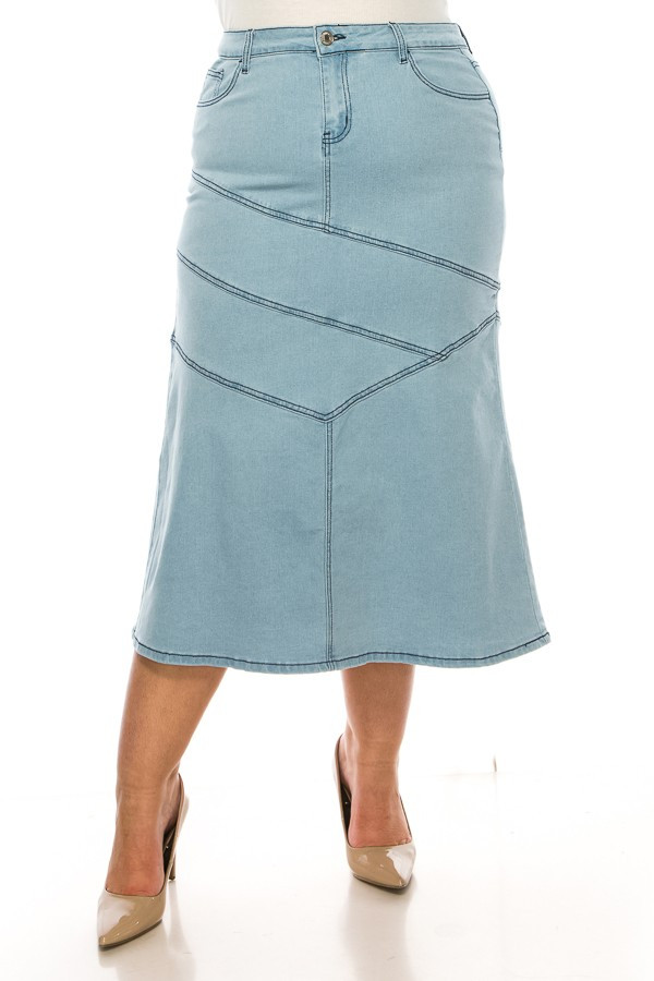 Denim Long Skirt Plus Size
