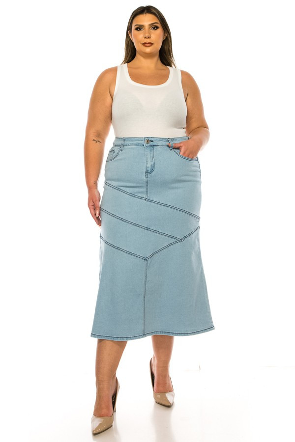 Denim Long Skirt Plus Size