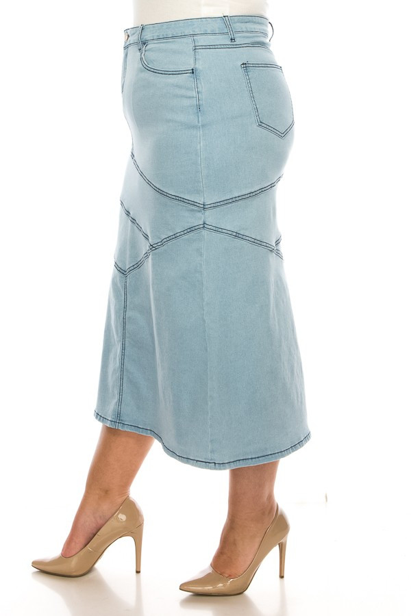 Denim Long Skirt Plus Size