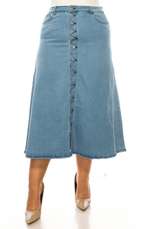 Denim Long Skirt Plus Size