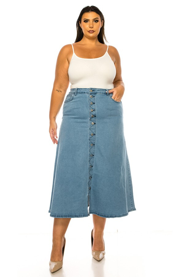 Denim Long Skirt Plus Size
