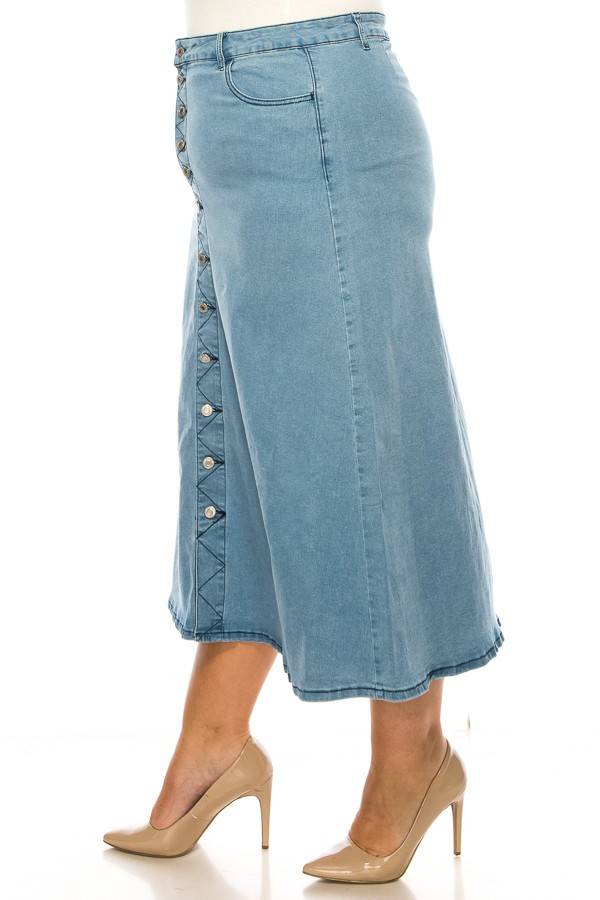 Denim Long Skirt Plus Size