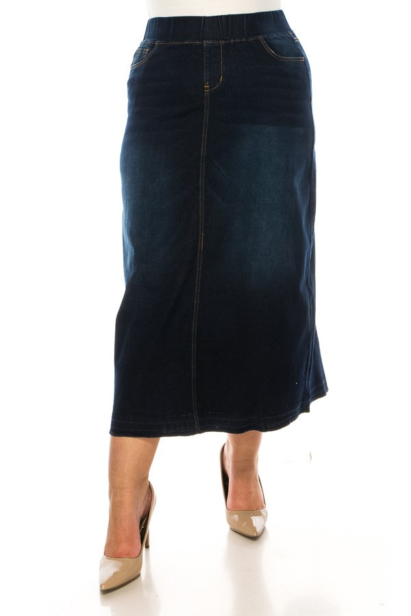 Denim Long Skirt Plus Size