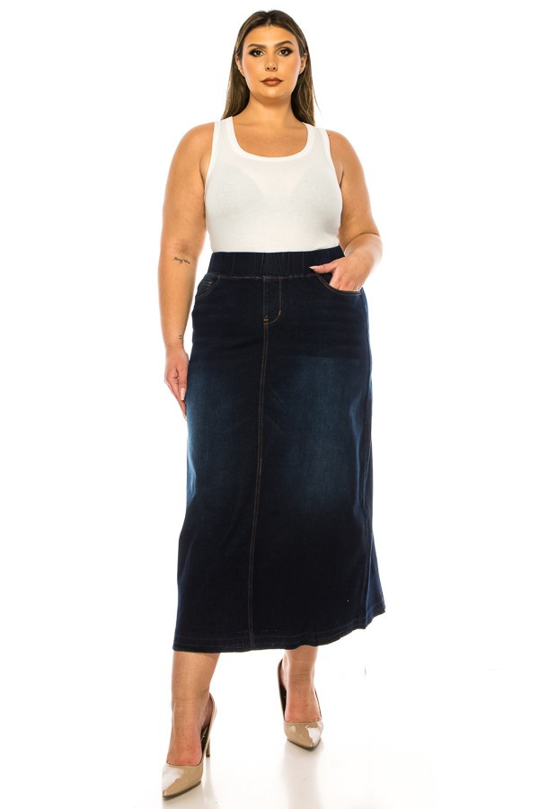 Denim Long Skirt Plus Size