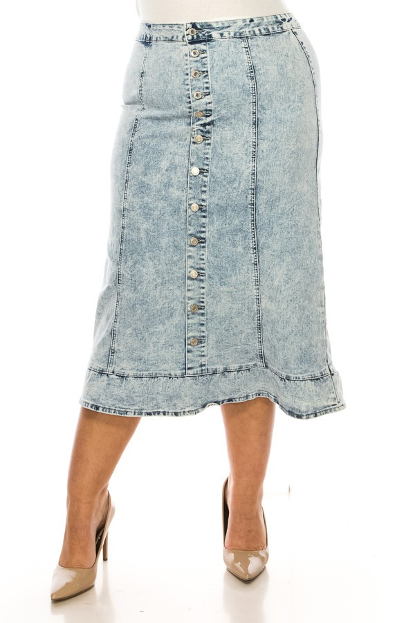 Denim Long Skirt Plus Size