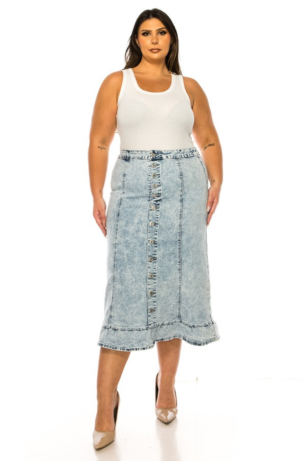 Denim Long Skirt Plus Size