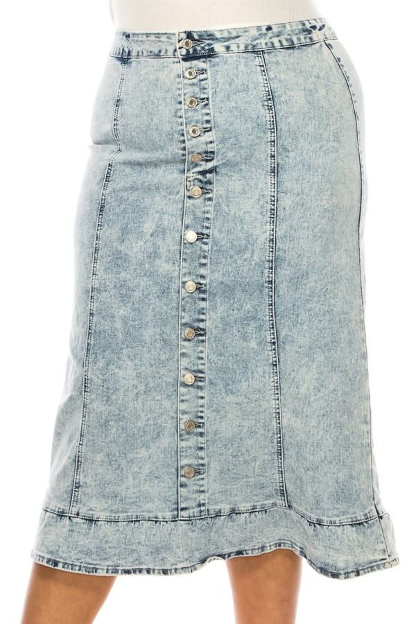 Denim Long Skirt Plus Size