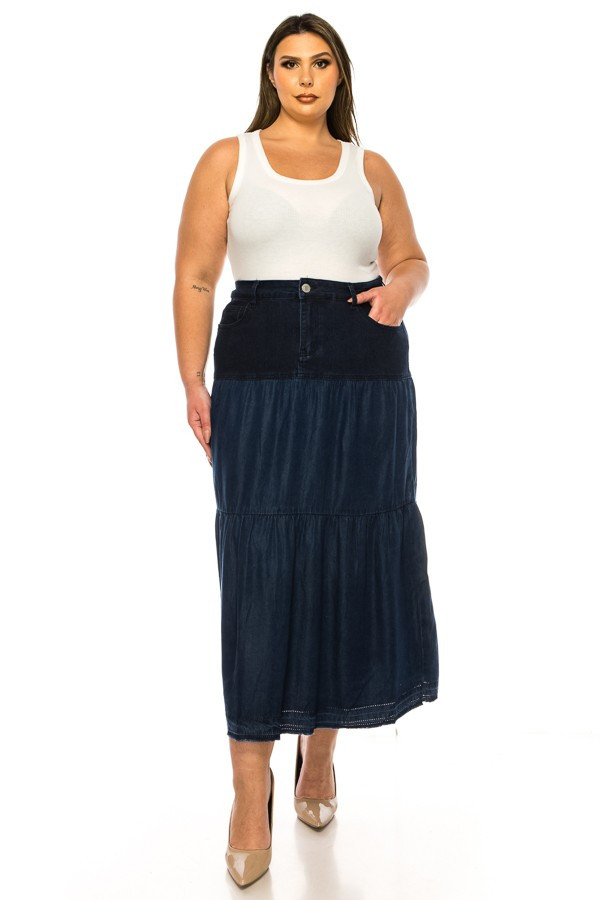 Denim Long Skirt Plus Size