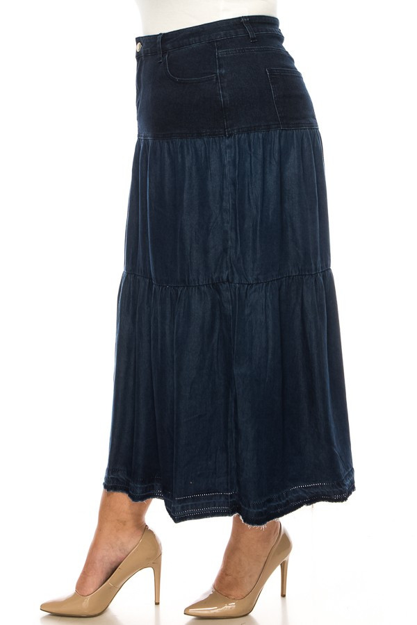 Denim Long Skirt Plus Size
