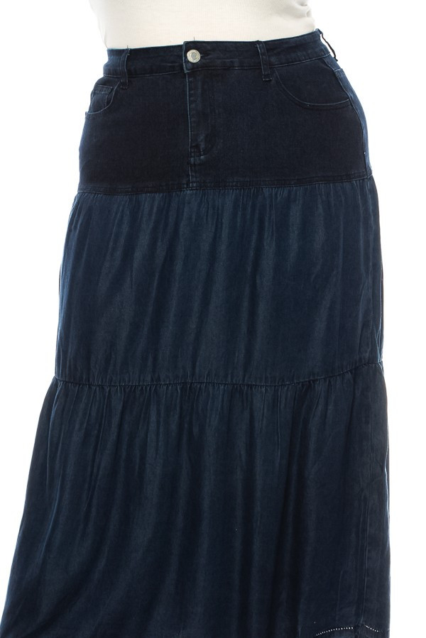 Denim Long Skirt Plus Size