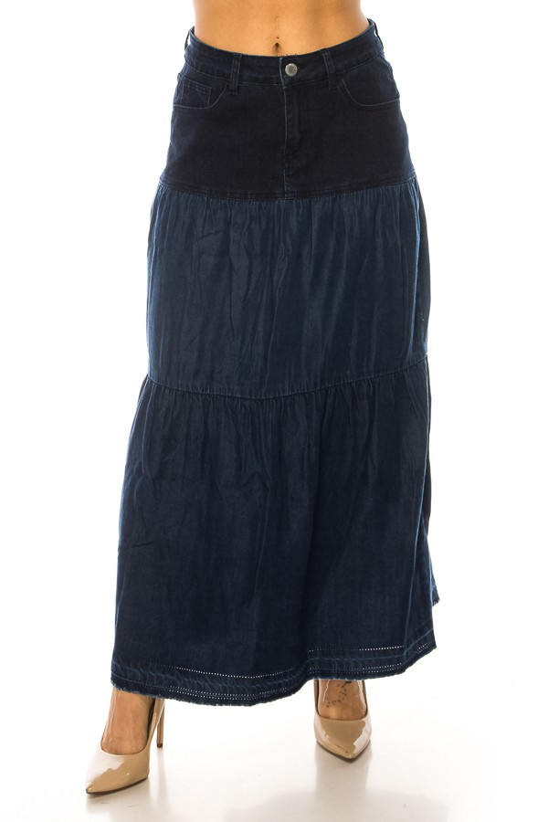 Denim Long Skirt