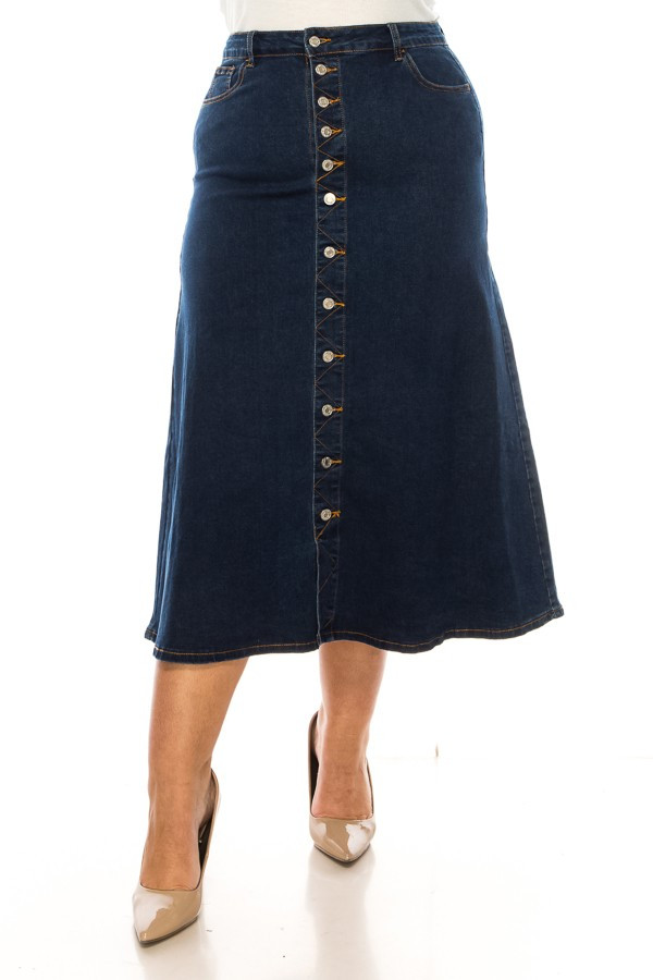Denim Long Skirt Plus Size