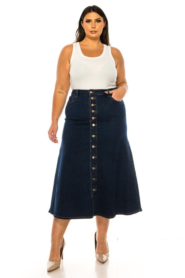 Denim Long Skirt Plus Size