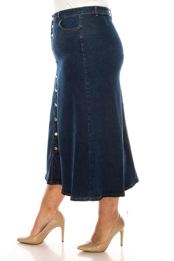 Denim Long Skirt Plus Size