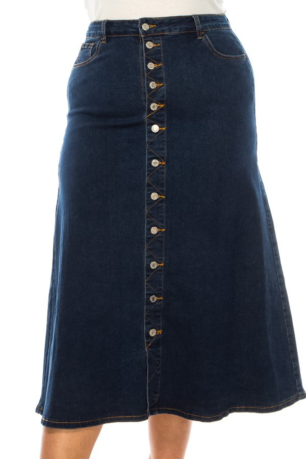 Denim Long Skirt Plus Size