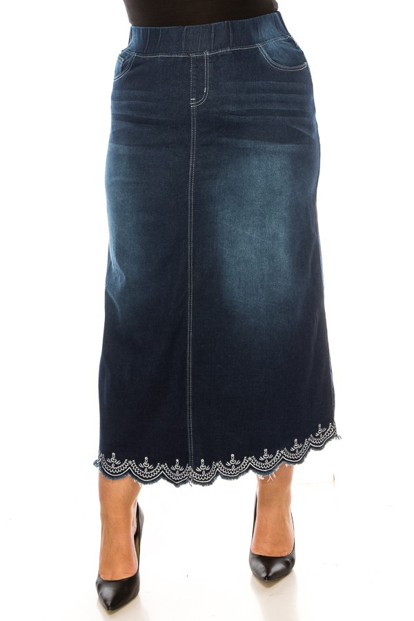 Denim Long Skirt Plus Size