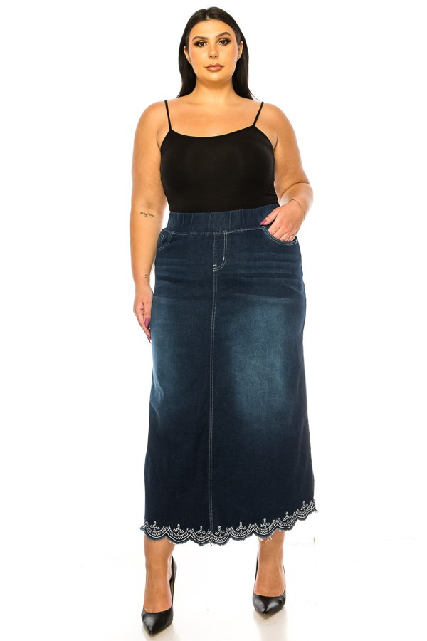 Denim Long Skirt Plus Size