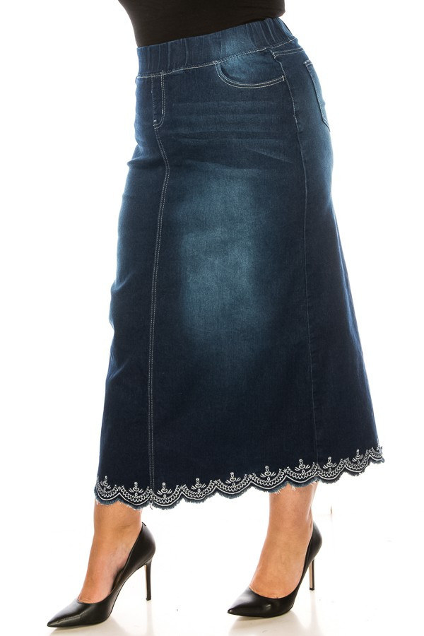 Denim Long Skirt Plus Size