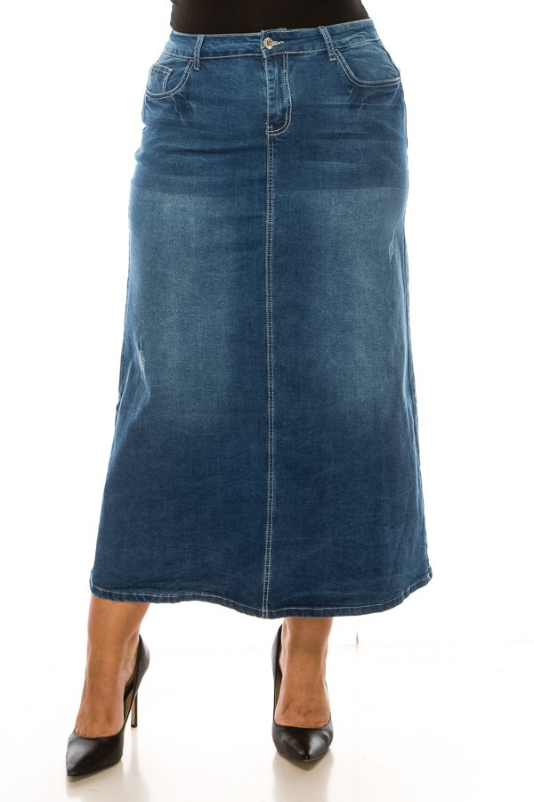 Denim Long Skirt Plus Size