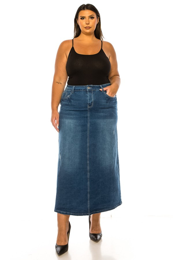 Denim Long Skirt Plus Size
