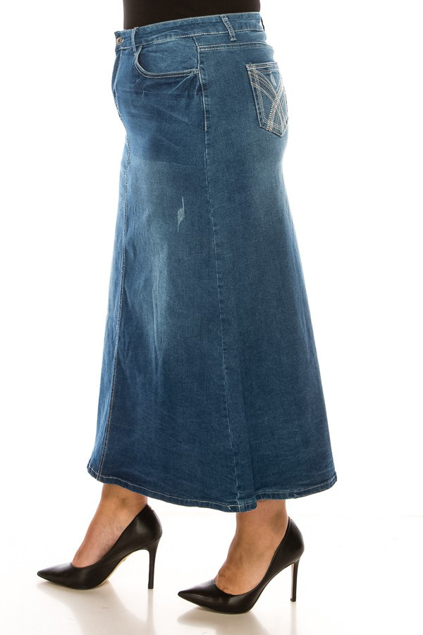 Denim Long Skirt Plus Size