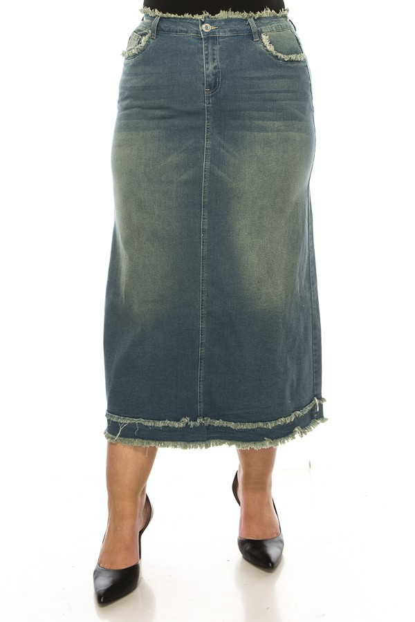 Denim Long Skirt Plus Size