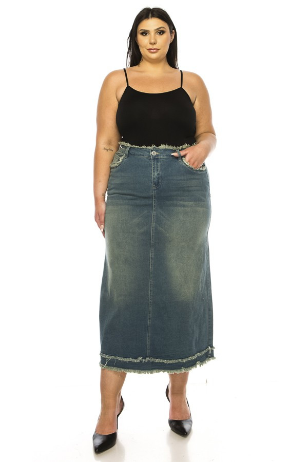 Denim Long Skirt Plus Size