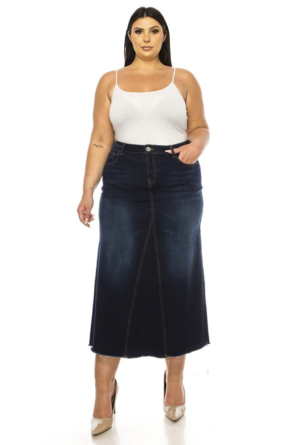 Denim Long Skirt Plus Size