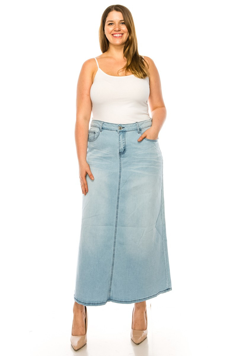 Denim Long Skirt Plus Size