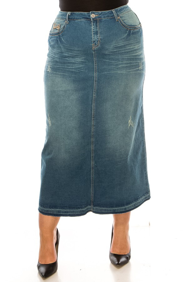Denim Long Skirt Plus Size
