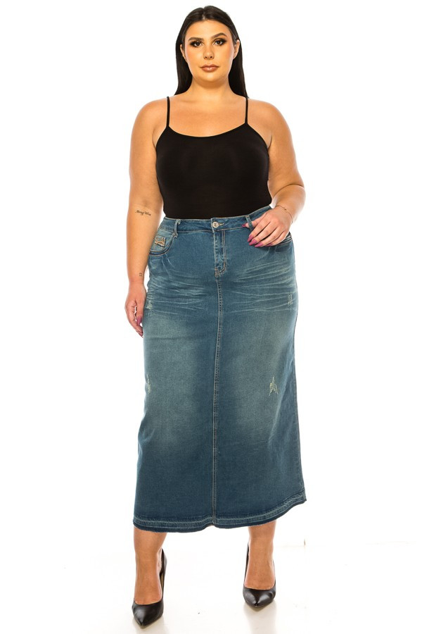 Denim Long Skirt Plus Size