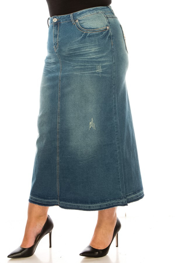 Denim Long Skirt Plus Size