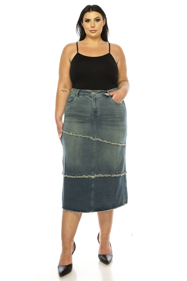 Denim Long Skirt Plus Size