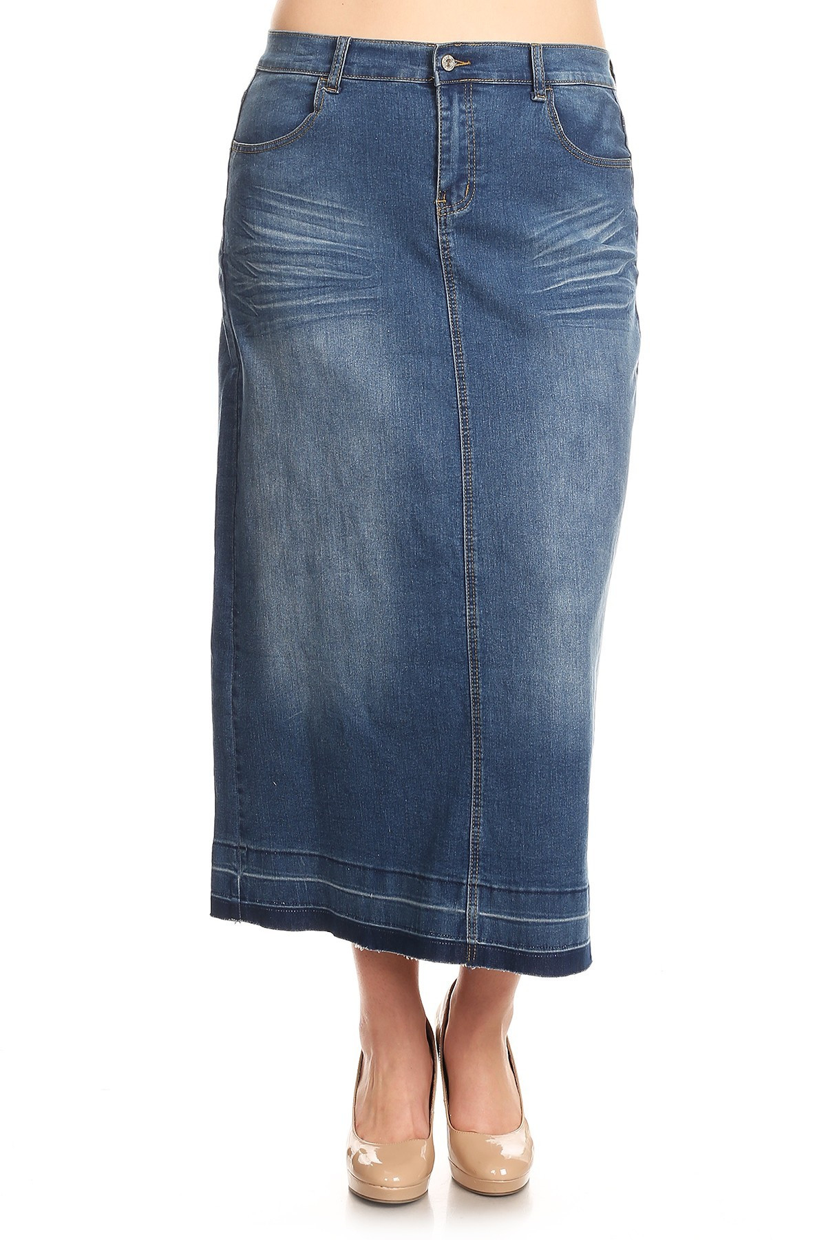 Denim Long Skirt Plus Size